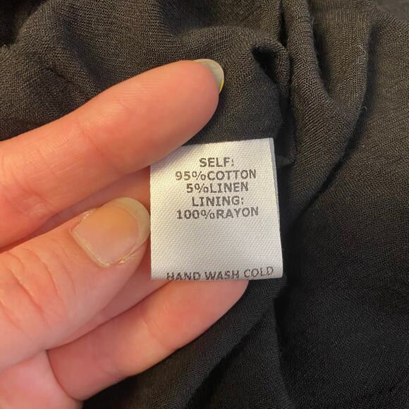 All Row Black Ruffle Hem Shift Dress Women’s Size M Cotton Linen Minimalist - Picture 7 of 7